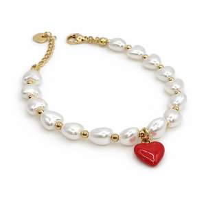 Pulsera Corazón de Perlas Rouge