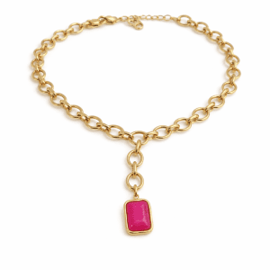 Gargantilla Azabache  Fucsia/negro/verde