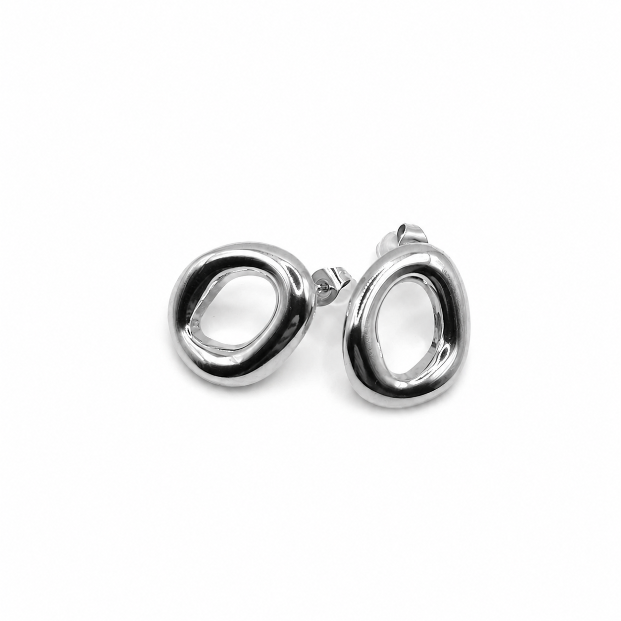Pendientes Óvalo en Dorado y Plateado - Imagen 2