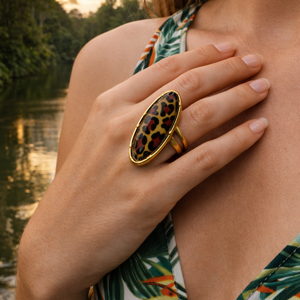 Anillos Amazonia Animal Print Dorado - Imagen 4