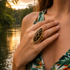 Anillos Amazonia Animal Print Dorado